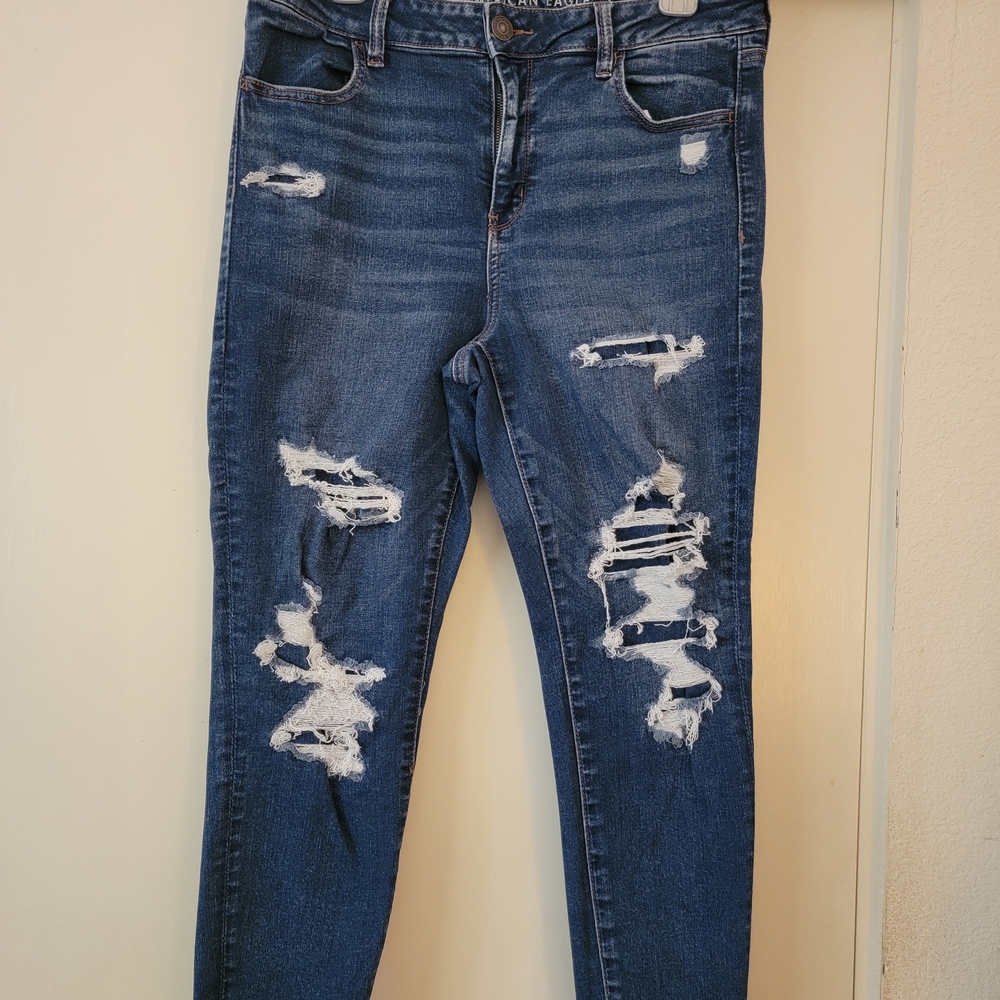 American Eagle Outfitters Blue Skinny Distressed Jeans